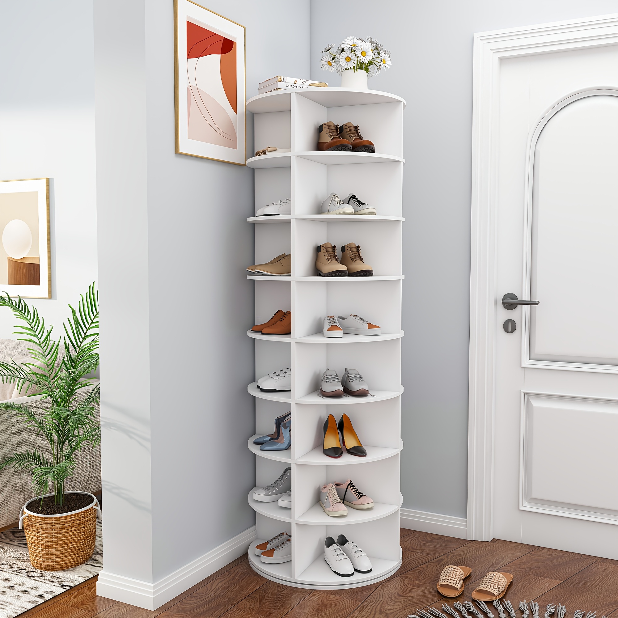 TEMU Étagère à chaussures rotative , étagère à chaussures circulaire rotative à 8 étages, étagère à chaussures rotative à 360°, rangement rotatif