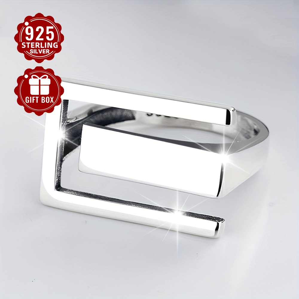 

Geometric Adjustable 925 Sterling Silver Finger Ring Jewelry Decoration