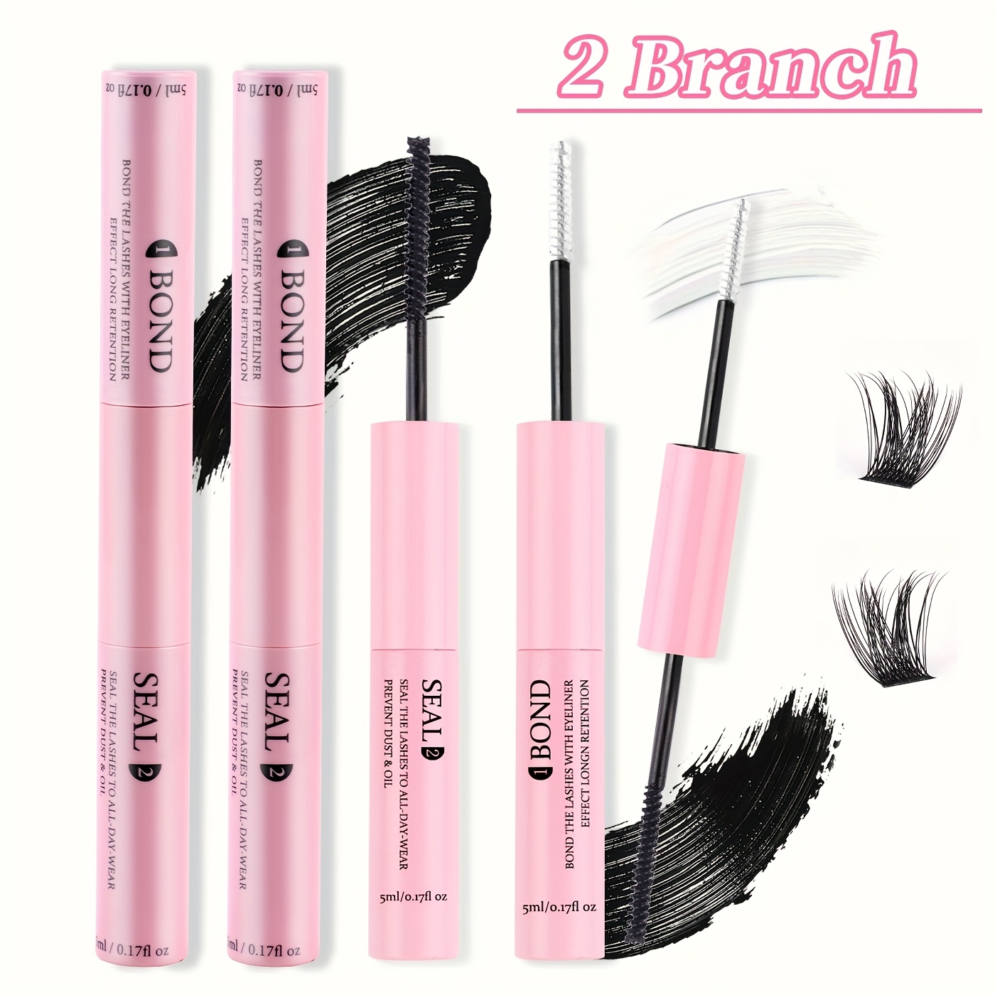 1pc/2pcs/3pcs/5pcs/8pcs Bonding And Sealing Eyelash Glue 2-in-1, For Cluster Lashes, Lash Bonding And Sealing Super Strong 72 Hours, Latex-free, Waterproof, Suitable For Sensitive Eyes Lash Glue