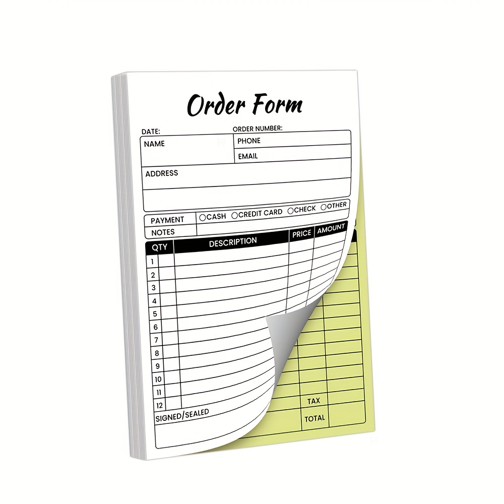 TEMU 1pc Carbonless 2-copy Invoice Receipt Book - Pages With Backing, English Business Order Book For Tracking , Payments & Customer Invoices |