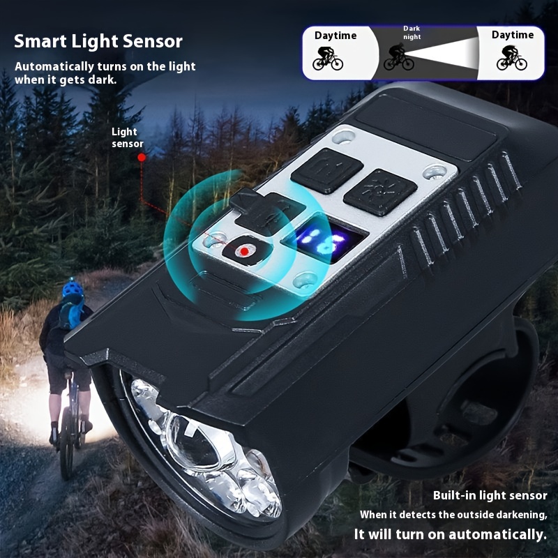 Rechargeable Bicycle Night Light - 1000 Lumens High Brightness, 10 LEDs, ABS Housing, USB Powered, Ideal for Mountain Biking and Night Riding, Bike Lights for Night Riding, Sleek Cylindrical Design, Durable Plastic Body