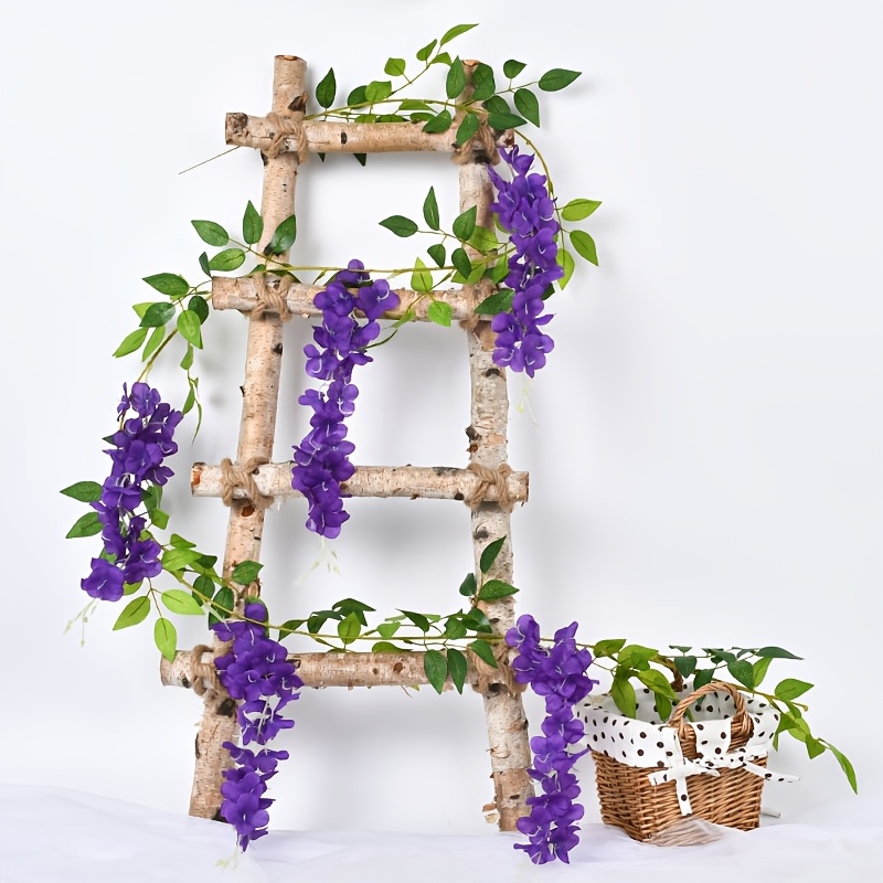Image of 1pc 6ft Artificial Wisteria Wreath To Your Home, Perfect For Gardens, Outdoor Ceremonies, Wedding Arches And More!