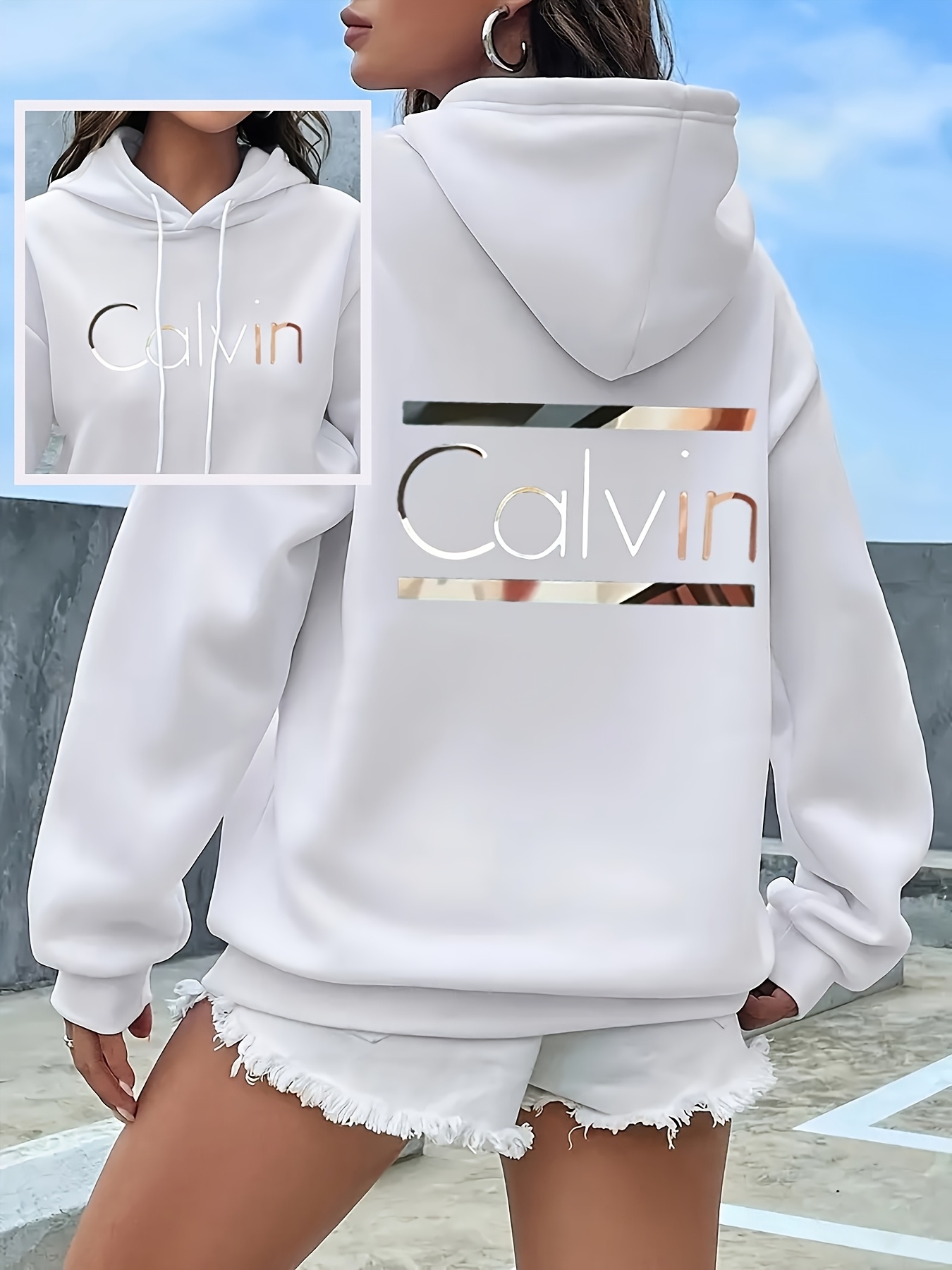 womens fashion letter print ladies casual hooded sweatshirt