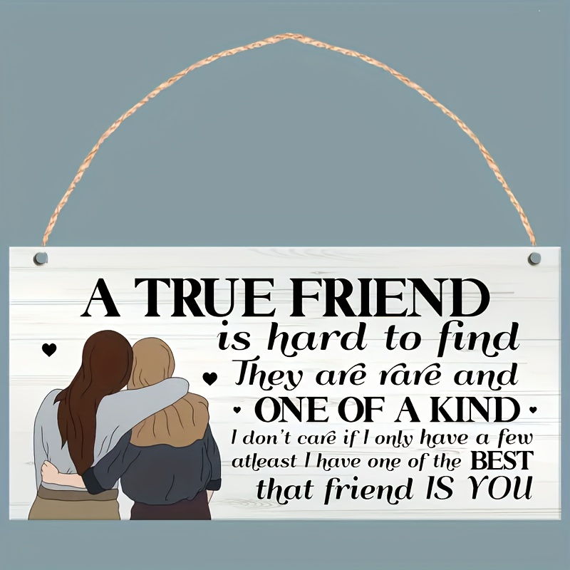 TEMU Handcrafted Wooden Friendship Wall Art With Quote - "a Is " - Rustic Home Decor, Perfect Gift For , Includes Hanging Rope, Friendship Gifts