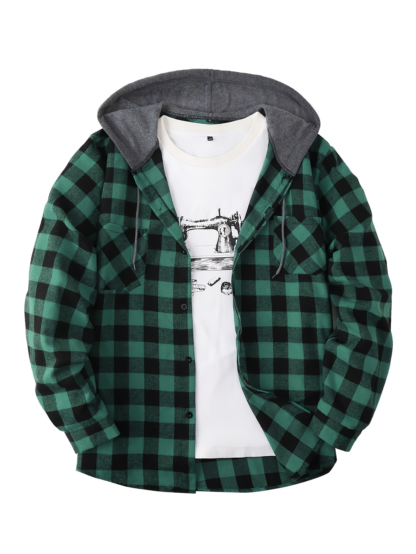 シャツ HUECLOSET FRIENDLY CHECKERED HOODIE (2 colors) BTR185 Square Checkered Flag Pullover Hoody Hooded Top Hoodie for