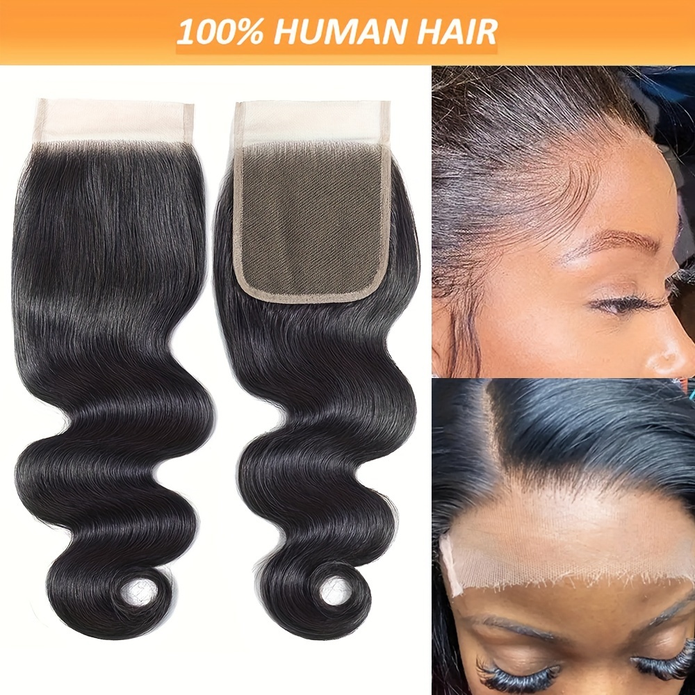 

1pc - Free Part , Preplucked 4x4 , Hair Extensions, Sew In, Wet And , , 12 , For Women, Use In