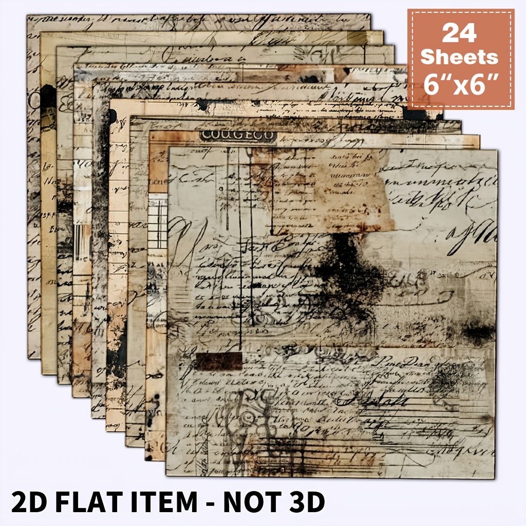 TEMU 24pcs Vintage Old Style Scrapbook Paper, Premium Origami Decorative Paper For Craft Creation