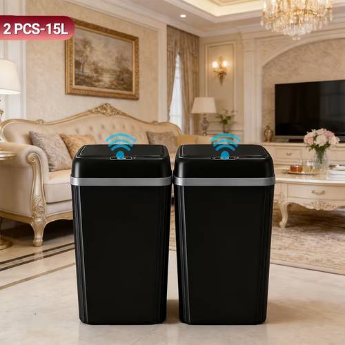 1 large capacity smart sensor trash can quiet odor proof pet resistant automatic open close household garbage bin for living room kitchen toilet and bathroom sleek and stylish design