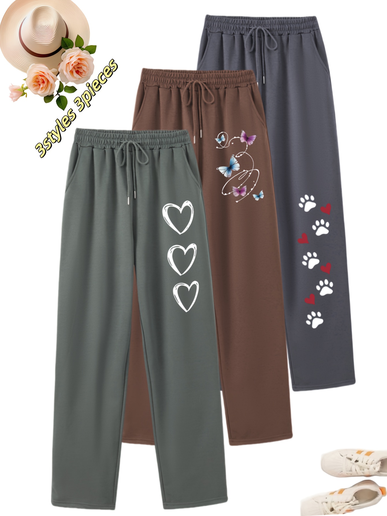 3pcs womens casual loose fit pajama pants soft drawstring waist         home relaxation relaxation wear   soft texture