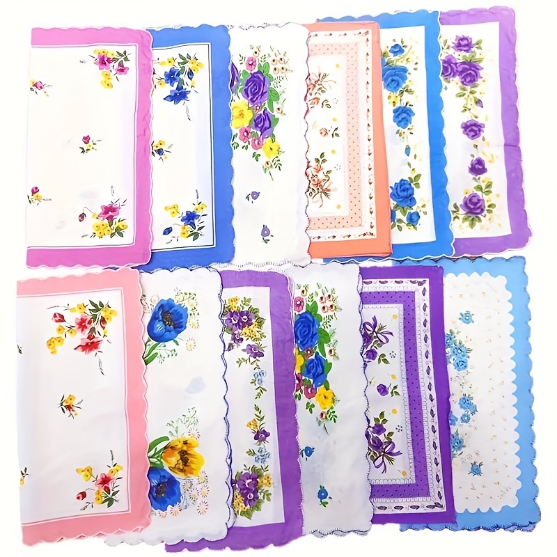 

20-pack 100% Cotton Handkerchiefs For Women, Vintage Floral Knitted , Fitted Square Ladies' Pocket Hanky