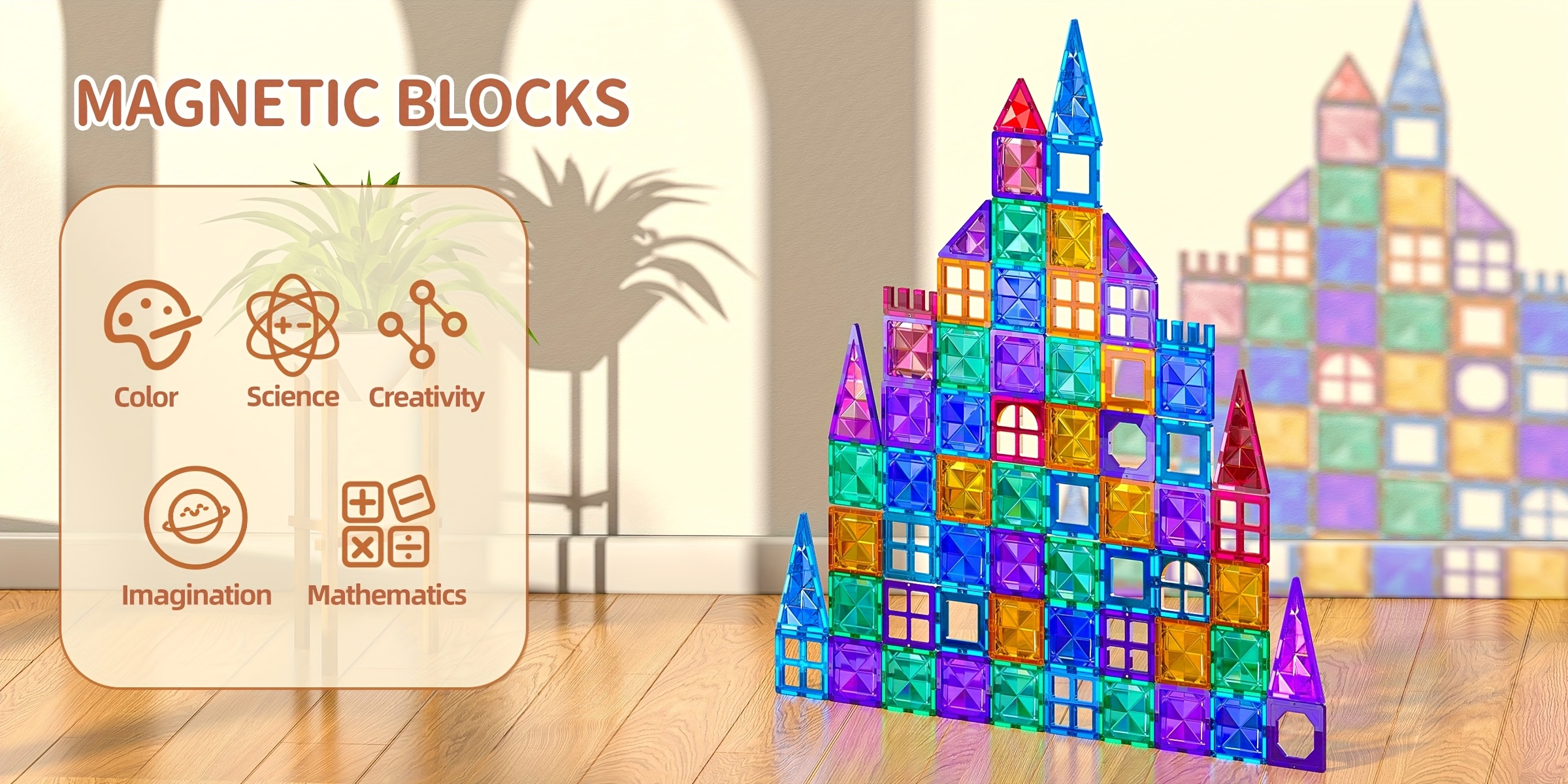 80pcs Deluxe Magnetic Tiles | 3D Diamond Magnet Tiles Building Blocks, Toys For 3 - 8 Years, STEM Preschool Kids Sensory Educational Toys | Gift For Boys Girls, Easter With One Cars Toy Set