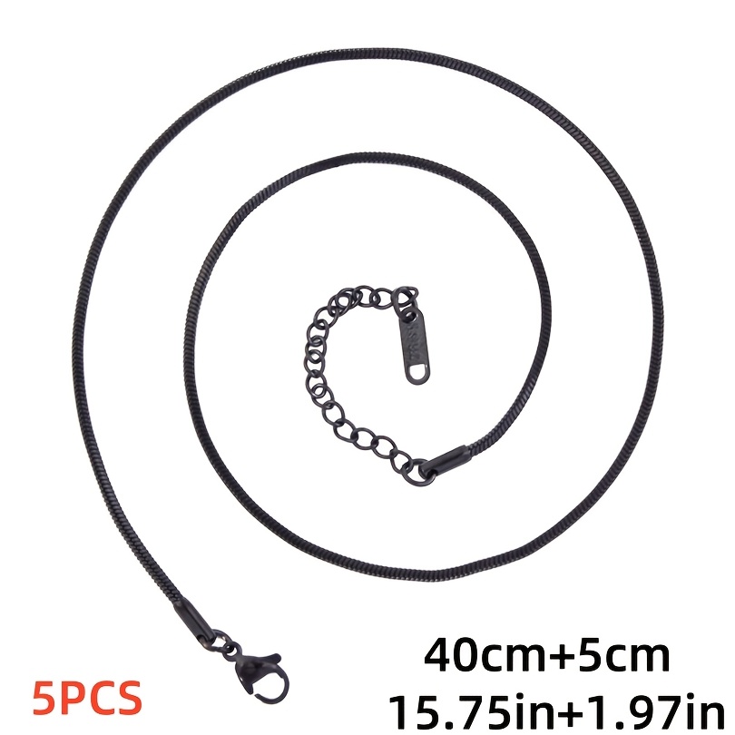 5pcs Multi-Length Lobster Clasp Square Snake Chain Necklace Set