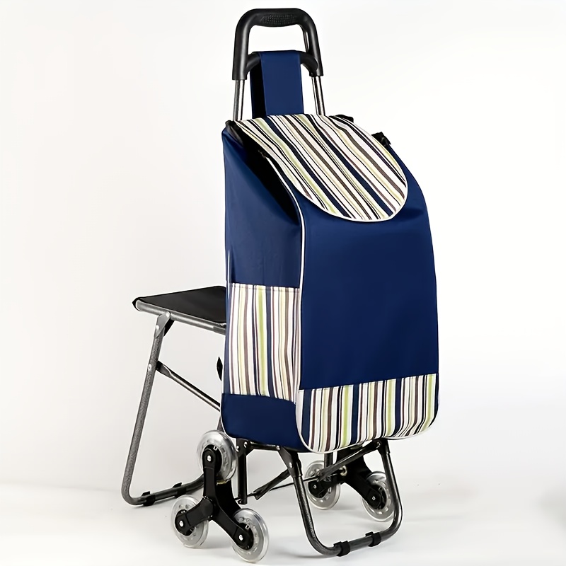 TEMU Featuring A Foldable Hand Push Shopping Cart, Seat And Ergonomic Handle, Sturdy And , With A Design Suitable For Climbing Stairs, Zipper Design,