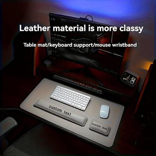 leather desk mat three piece set non slip pu office desk mat for home and office use desktop storage and accessories ideal for large mouse pads and table mats on the desktop customized large mouse pad keyboard pad mouse wrist rest anti slip protection for office desks and computer tables multiple color options
