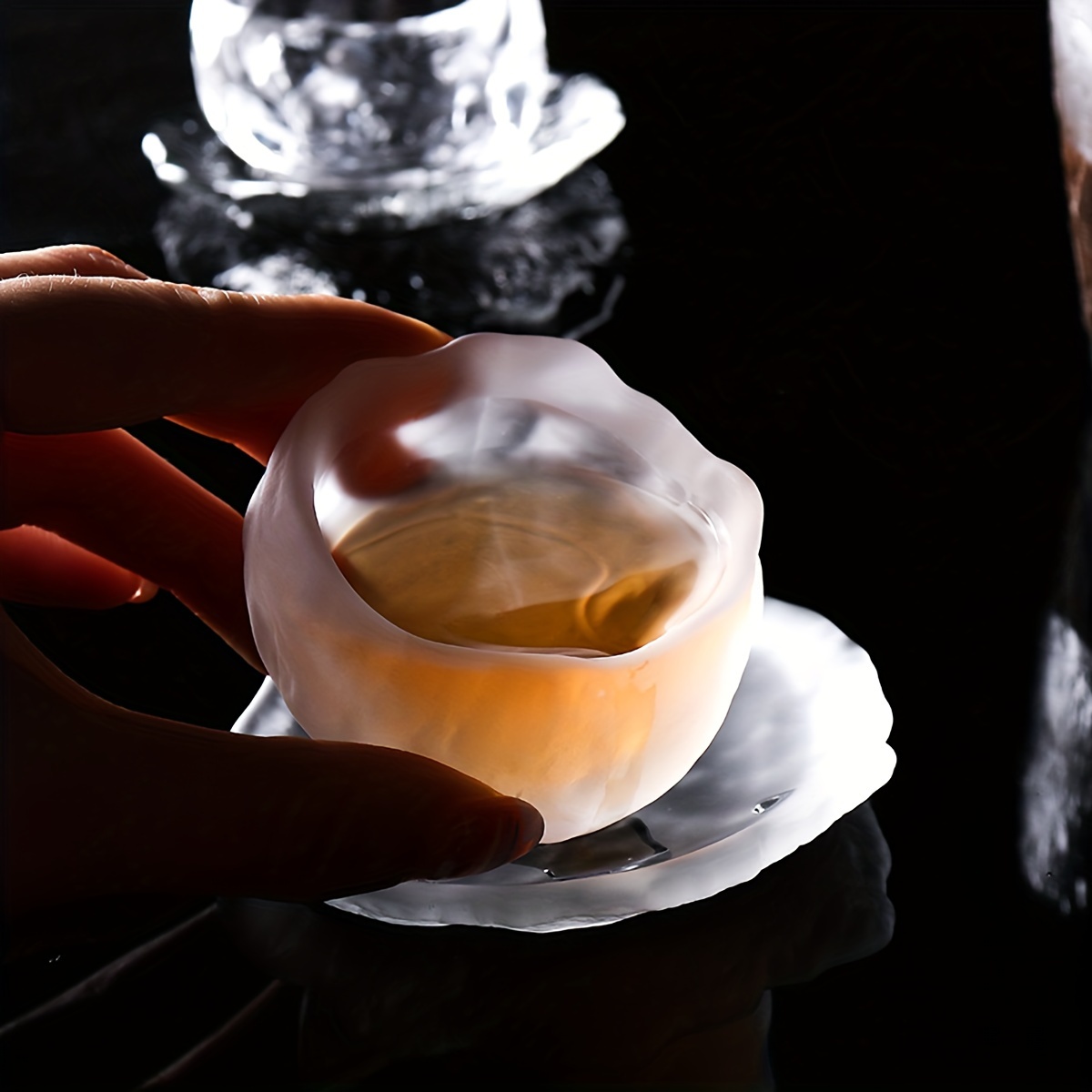 Chic Consumption, Elegant Glass Tea Cup and Saucer Set - Perfect for Coffee, Tea & Desserts - Ideal Gift for Home, Office, or Restaurant Use