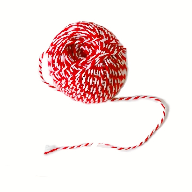 Image of Christmas Cotton Twine String Rope Cord For Gift Wrapping - Red And White Baker String 2mm Thick 328 Feet/ 196 Feet For Arts Crafts Gardening Home Decoration, Best For Christmas
