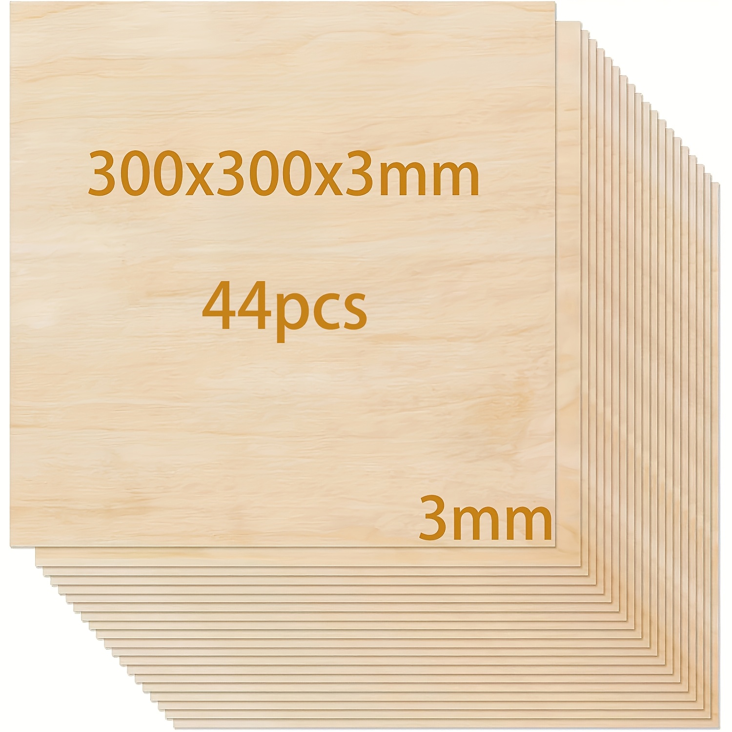 Image of Tocome 14/28/44pcs Basswood Plywood (300x300x3mm), 3mm Premium Sheets For Crafts Laser Cutting Engraving Wood Burning Craft, Painting, Wood Burning, Wood Carving, And Architectural Model Making