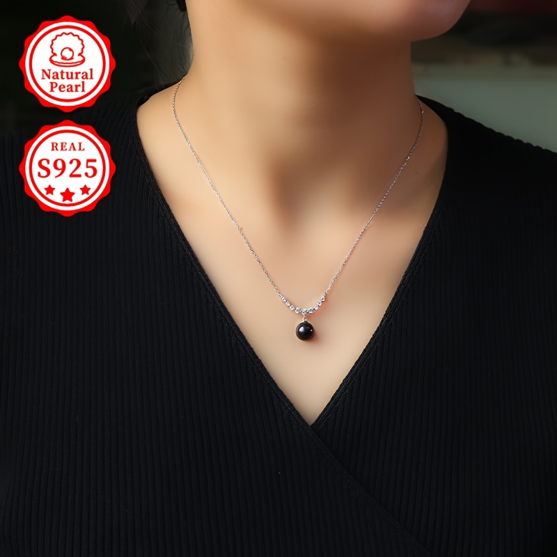 S925 Silver Pearl Necklace with Freshwater Pearl Pendant