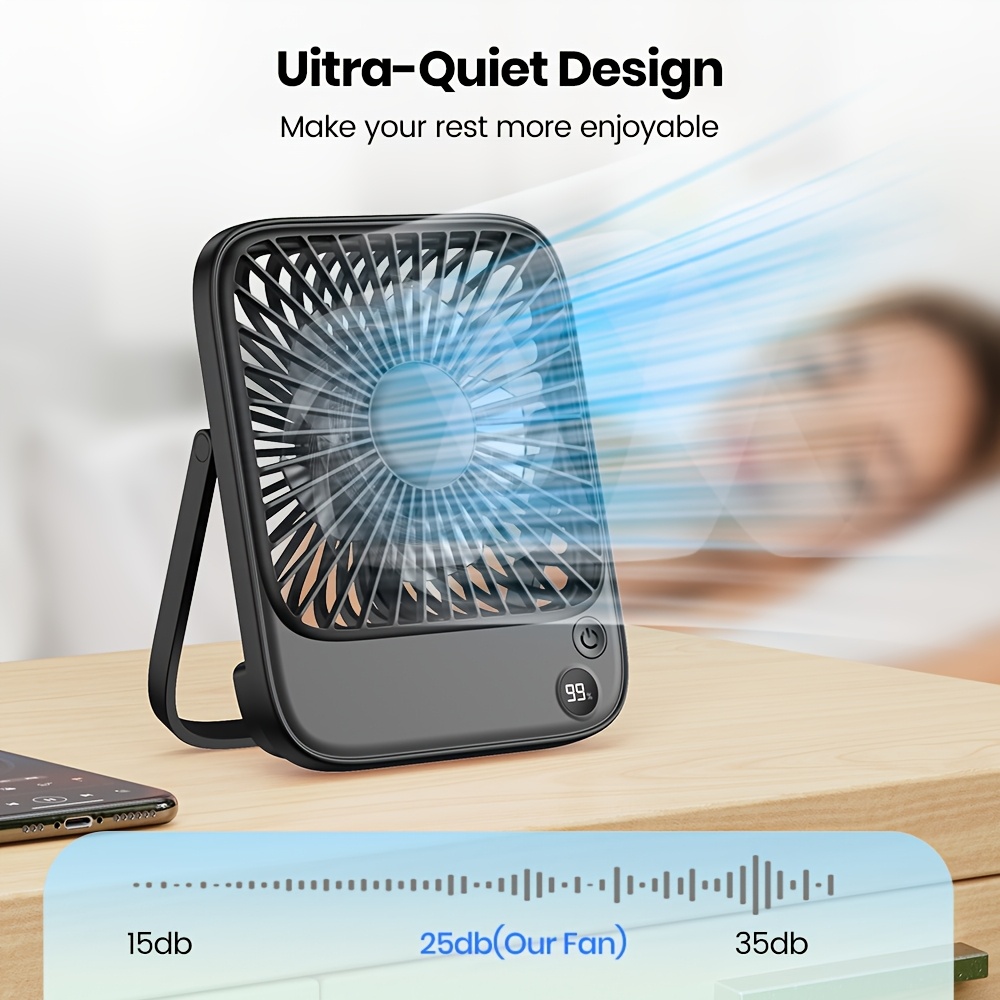  2 pack 5000mah portable desk fan ultra thin 4 adjustable small silent battery powered personal fan for bedroom library outdoor details 2