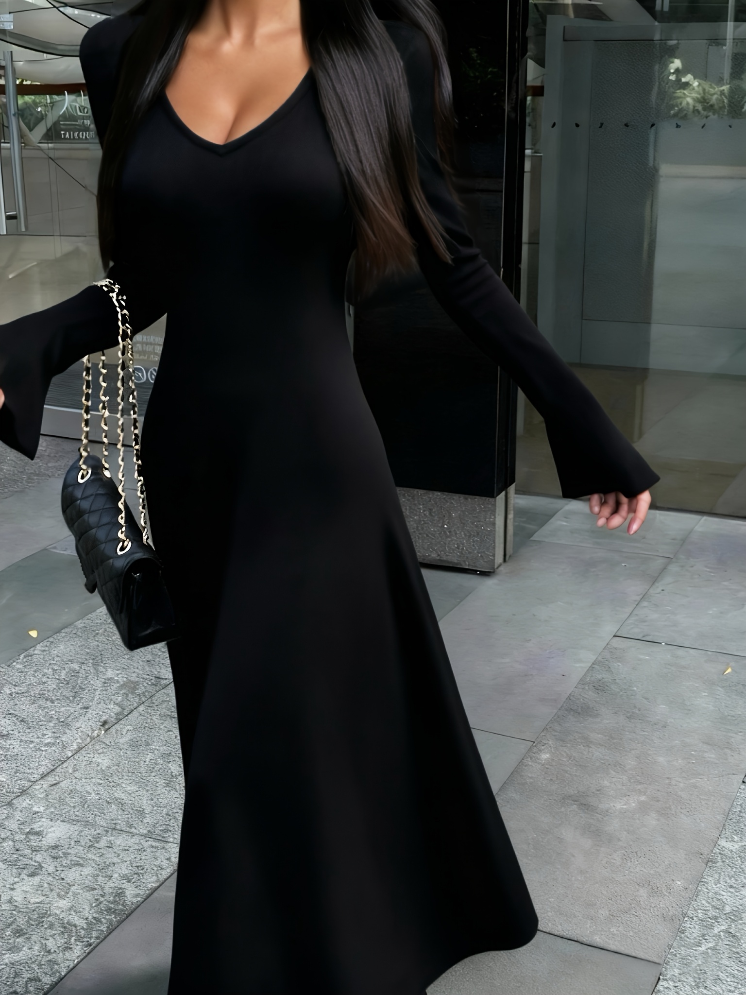 inner dress for ladies autumn gentle style v neck neutral color palette outfits