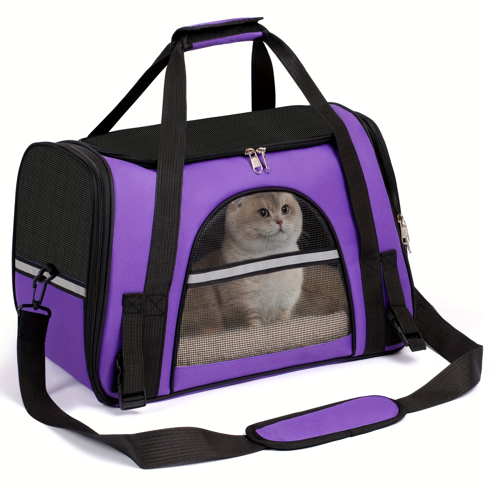cat carriers for cats secure zipper anti escape   backpack   ventilated foldable   travel bag car airline approved collapsible cage with breathable design