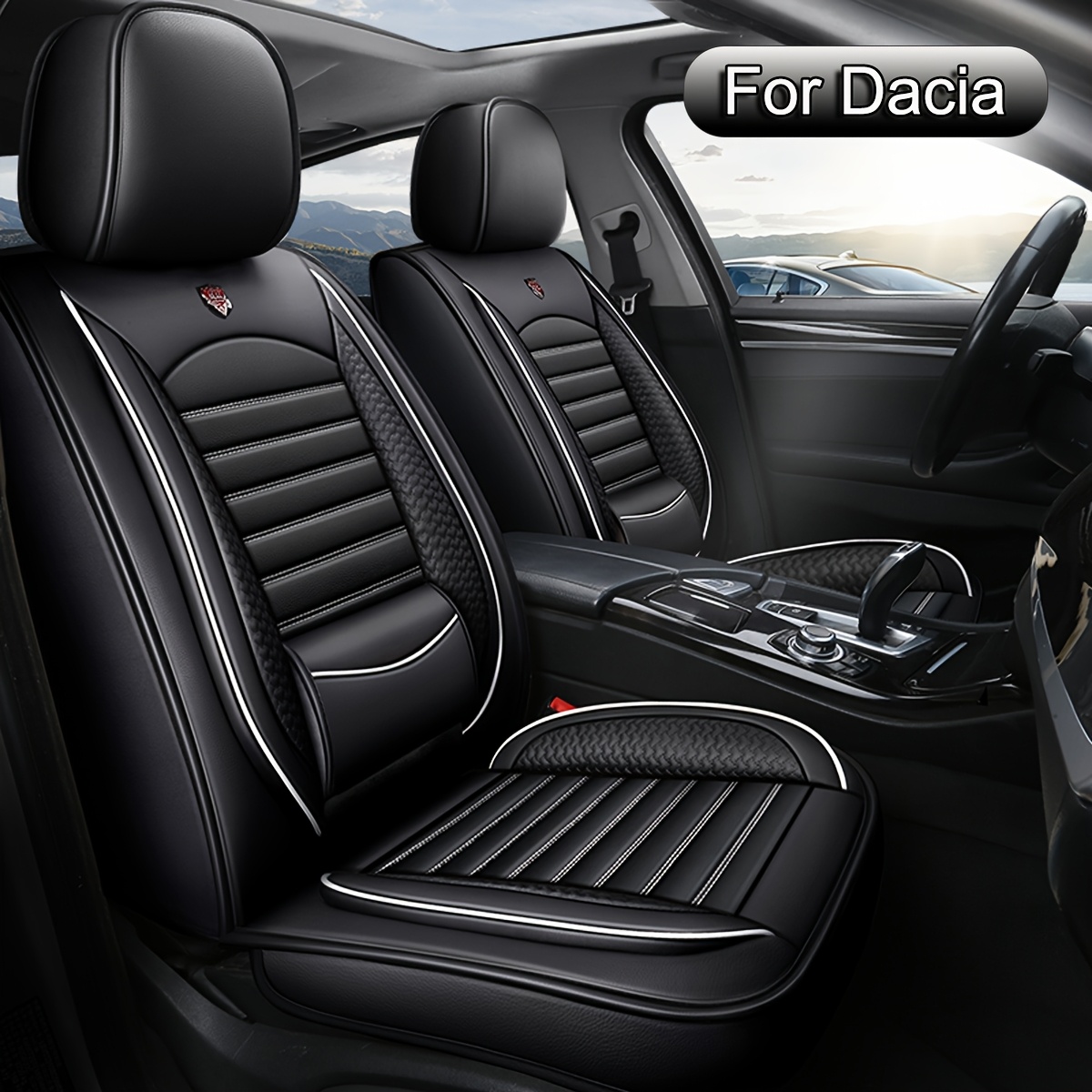 Image of Car Seat Covers Full Set, Fit For , Duster, , Jogger, Universal Pu Leather Car Seat Protectors, Adjustable Vehicle Seat Covers With For