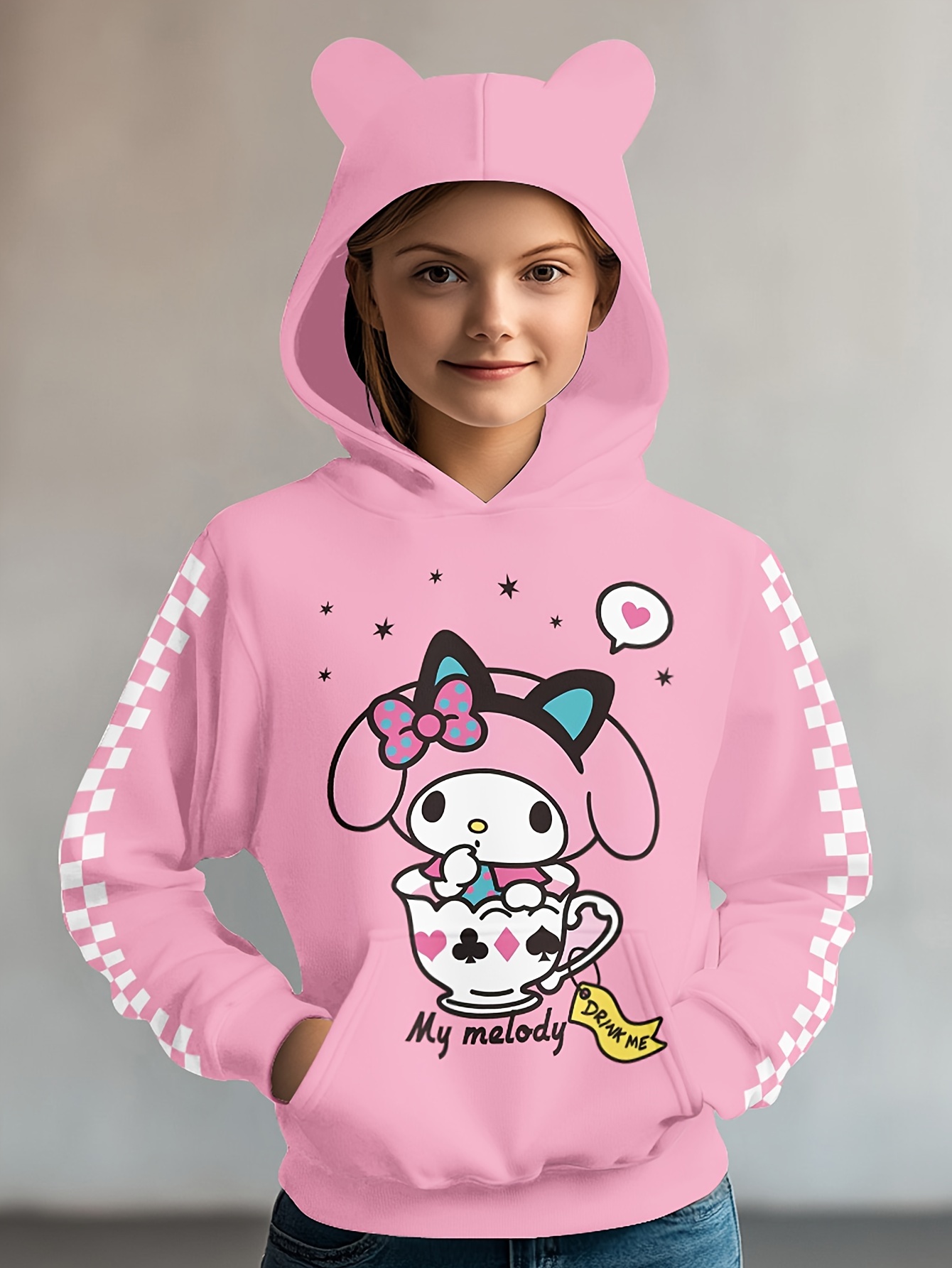 Oversized Hoodie Cat Oversized Hoodie Pink Cat Ear Hoodie Girls