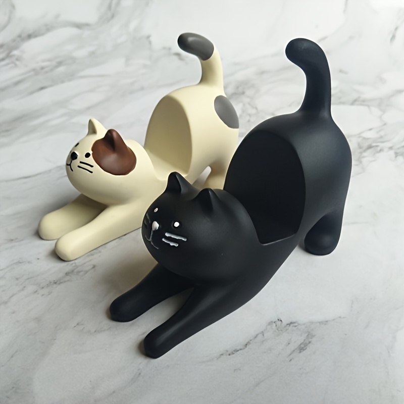 

Contemporary Resin Cat Desk Accessories: Adorable Feline Figurines Decor - Thanksgiving Or Anytime - No Power Required