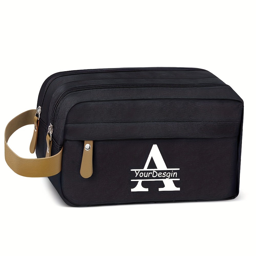 TEMU Customizable Men's Toiletry Bag With Initial, Personalized Large Travel Toiletry Organizer Hanging Bag, Men's Travel Shaving Kit Accessories,
