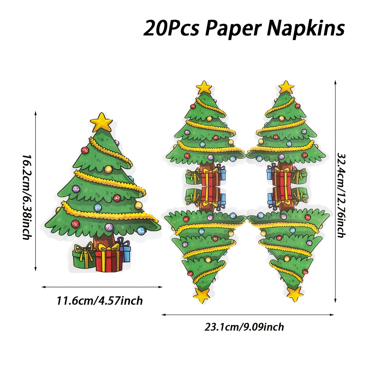 TEMU Confezione da 20 pezzi di tovaglioli a forma di albero di Natale - Tovaglioli di carta a forma di albero adatti per decorazioni di feste di