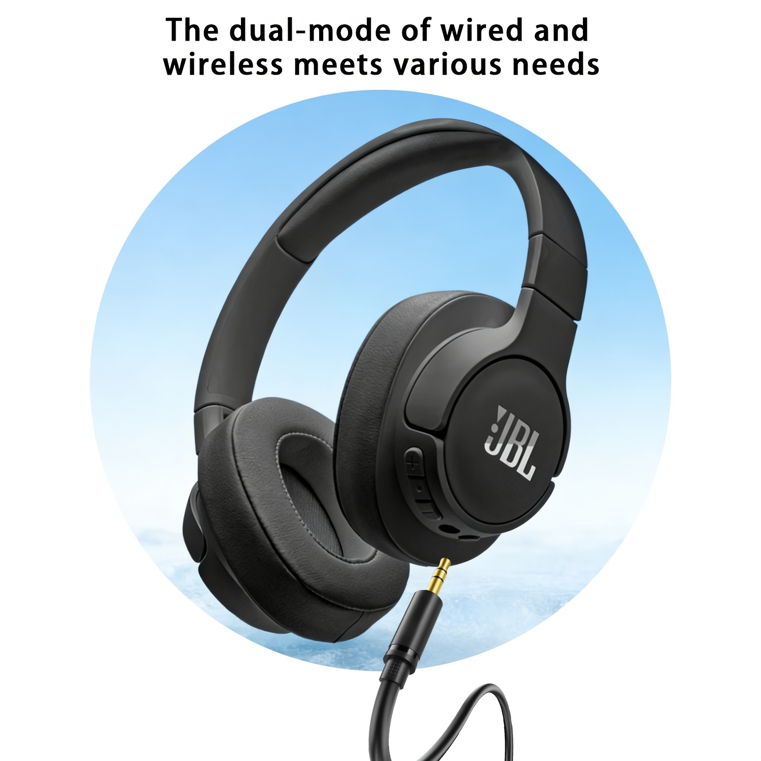 JBL T77ONC Wireless Over-Ear Headphones, BT 5.3 with 40mm Drivers for Legendary Bass, Adaptive Noise Reduction & Dual-Mode Wired/Wireless, Long-Lasting Battery & Clear Calls, Foldable Design for Travel, Ideal for Professionals, Students & Music