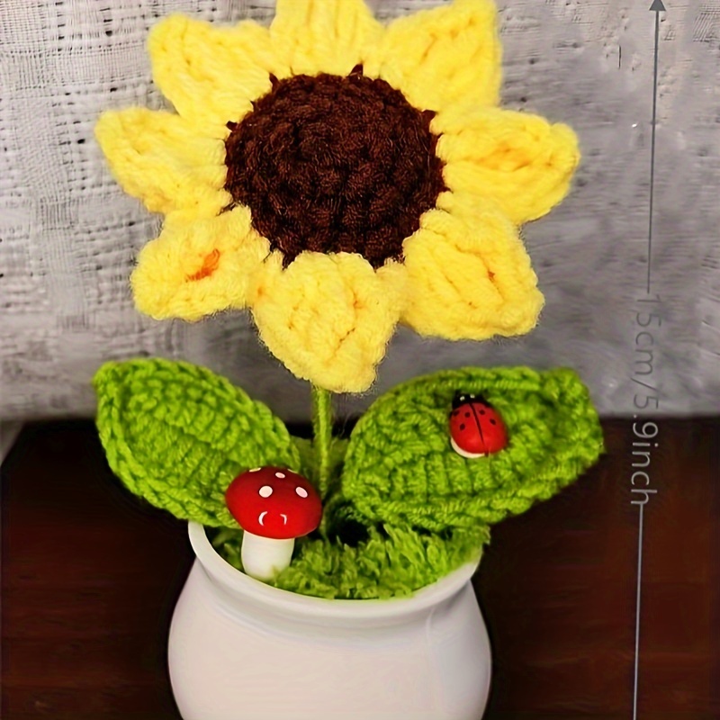 TEMU 1pc Artificial Flower Sunflower, Finished Sunflower Fake Flower Potted, Suitable For Living Room Bedroom Home Table Decor, Spring Summer Decor