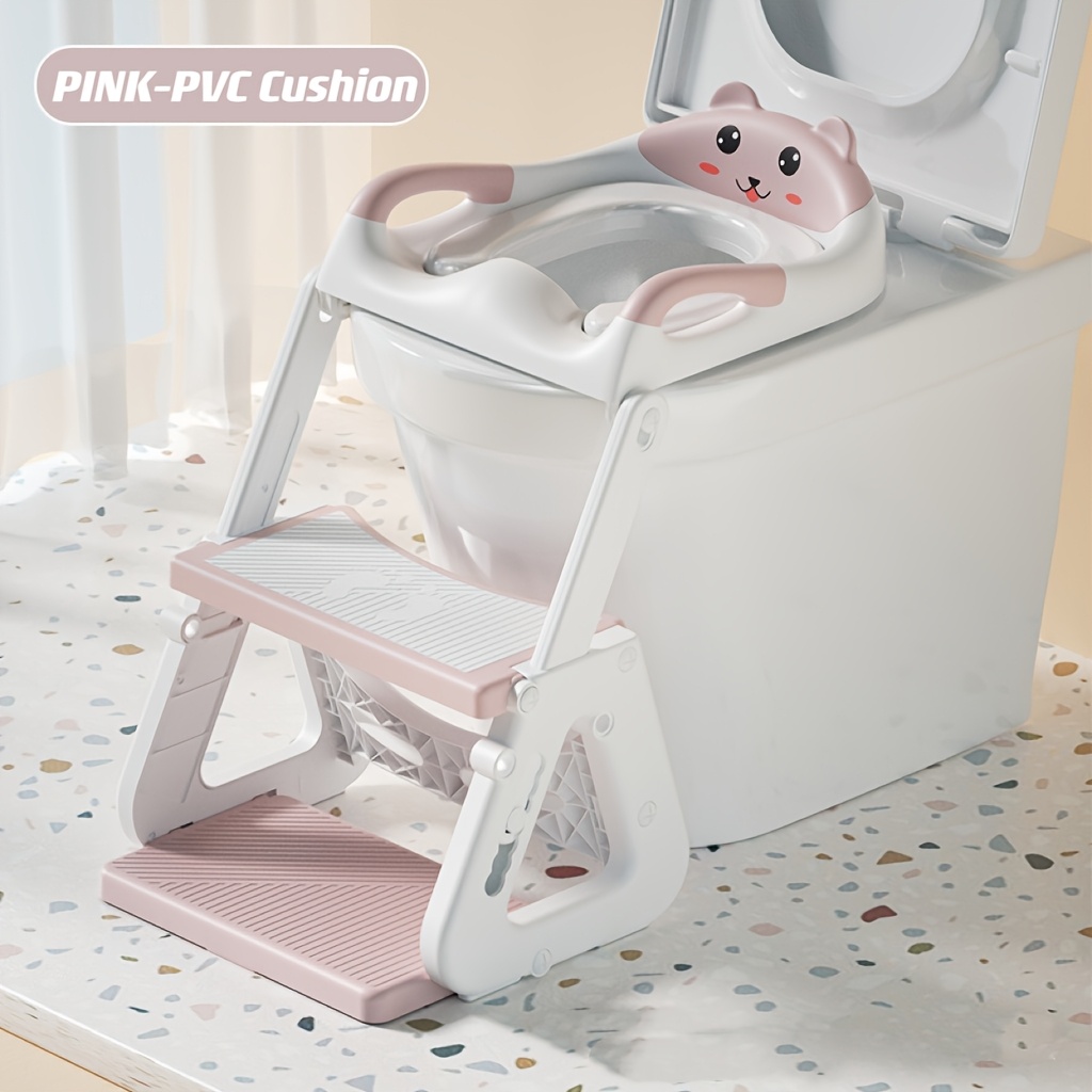 ' Potty Training Ladder - Multifunctional Folding Toilet Step Stool, Adjustable Height, Non-slip Bathroom Aid In Gray/pink/green