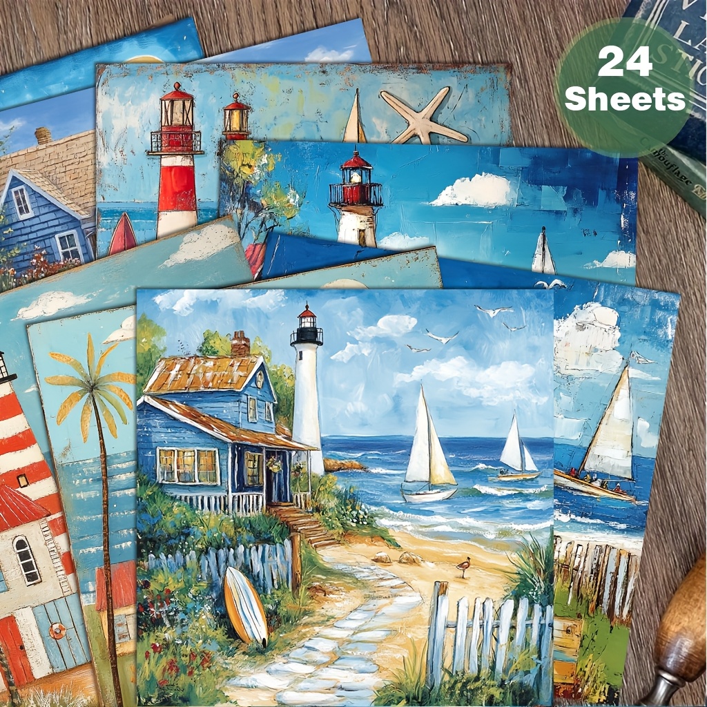 TEMU 24 Sheets 6x6 Inch American Style Scrapbook Stickers, Suitable For Collage, Origami Decoration Paper, Diy Paper, Scrapbook, Bullet Journal,