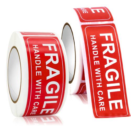 stickers roll rectangular fragile fragile waterproof warning sticker handle with care do not press or drop pvc self roll warning label