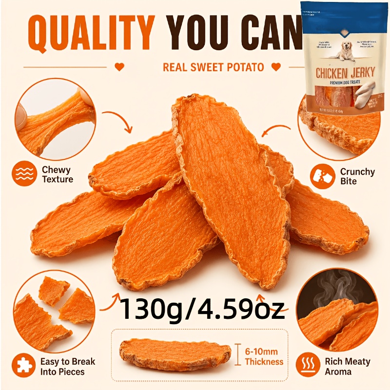 TEMU Sweet Potato Dog Treats – Dry Chew-style Dog Snacks Designed For Small, Medium, And Large Dogs. A Healthy Fiber-rich Training Reward Treat And