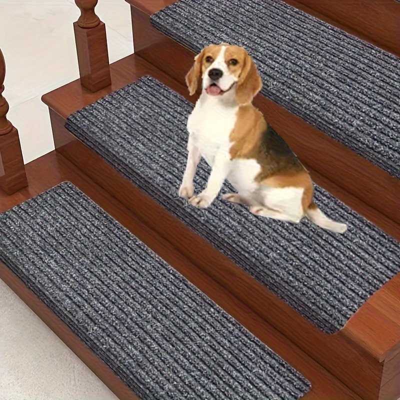 

5pcs Anti-slip Striped Stair Mats, Soft & Comfortable, Easy Clean, Prevents Slips For Adults And Pets - 28"x8.8" Indoor Stair