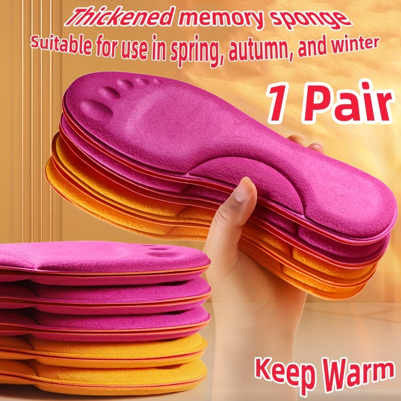 1pair Thermal Insoles, for Feet Winter Thermal Thicken, Memory Foam Shoe Pads, Men Women Sports Shoes Shoe Pads