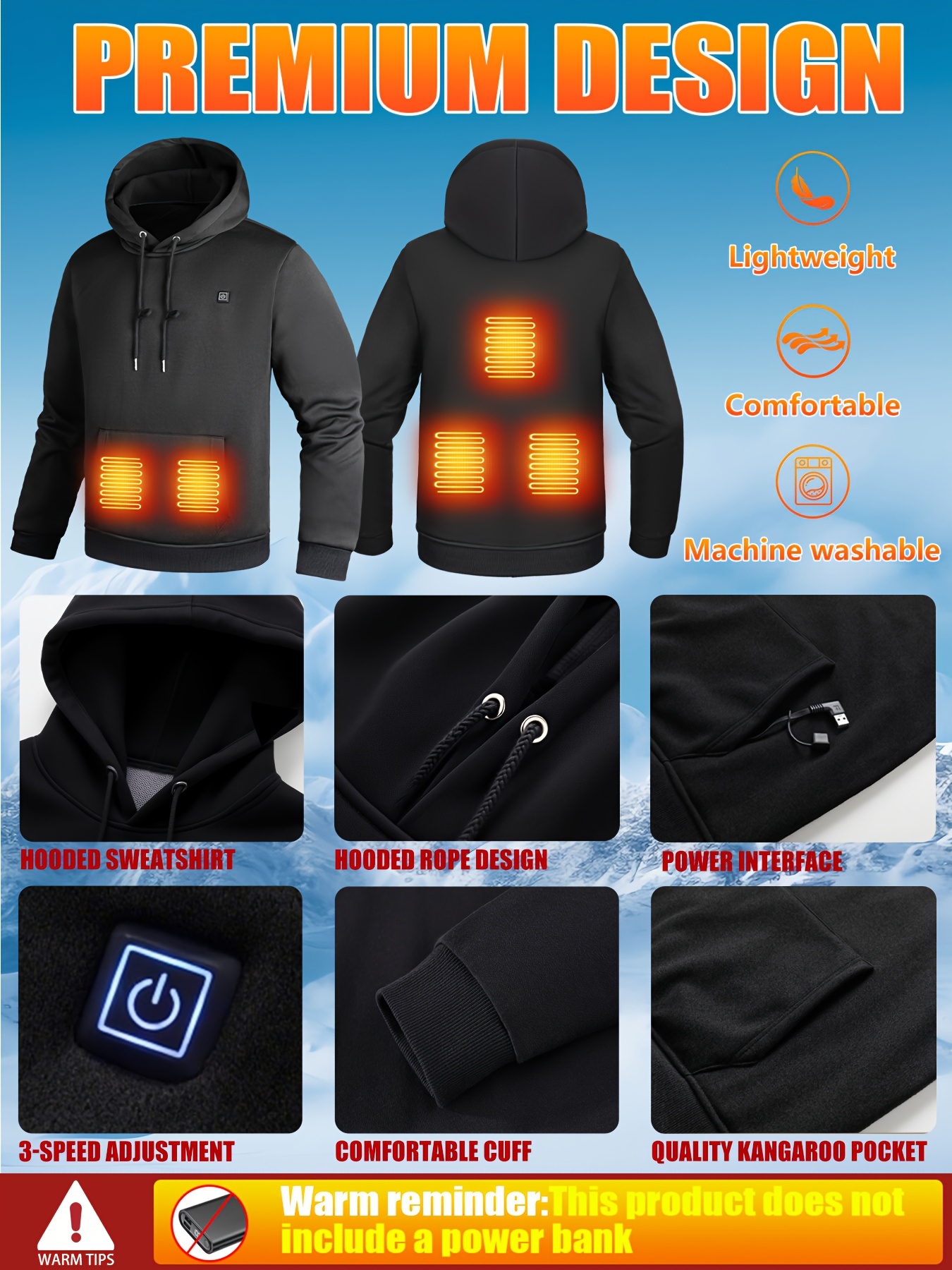 Men'S 5-Zone Heated Hooded Sweatshirt & Suit, Heated Coat, Heated Hoodie, Heated Vest Men, Mens Hoodies, Winter Coats For Men, Winter Gear, Heated Clothes, Heated Sweatshirt, Heating Coat, Winter Camping, Heating Vest, Heated Suit, Heating Clothes