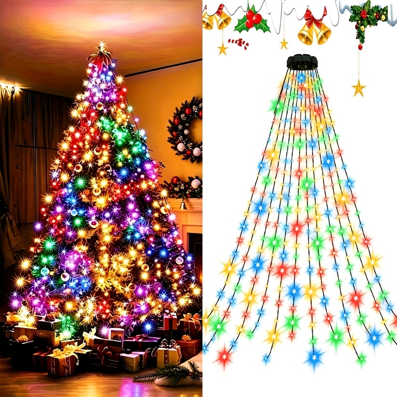TEMU Guirlande Lumineuse de Noël, Décoration d'Arbre de Noël Guirlande Lumineuse d'Extérieur Guirlande Lumineuse d'Intérieur, avec 8 , Décoratives de