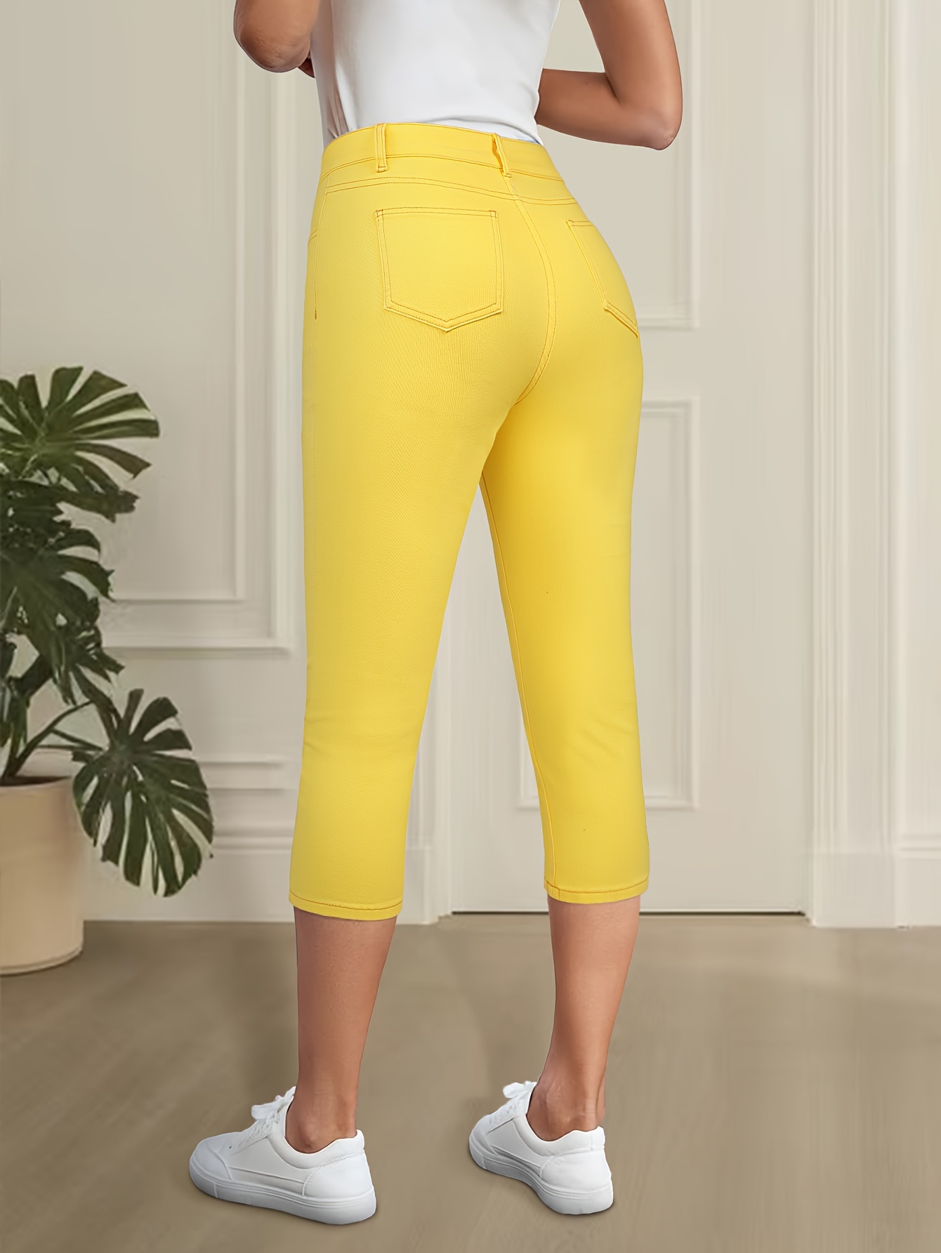 womens high waisted skinny pants stretchy non see leggings Temu