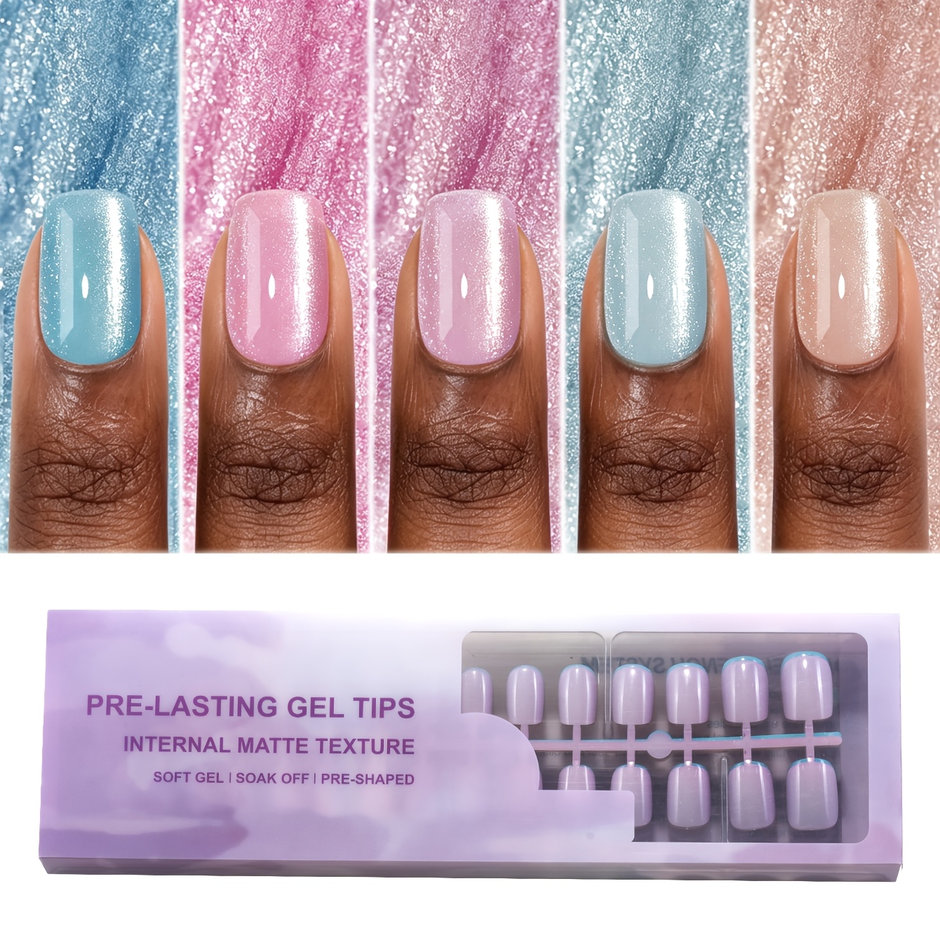 TEMU 150pz Perline di vetro scintillanti per unghie finte Cat-Eye, disponibili cielo, rosa, chiaro, tono della pelle e grigio. Un set elegante,
