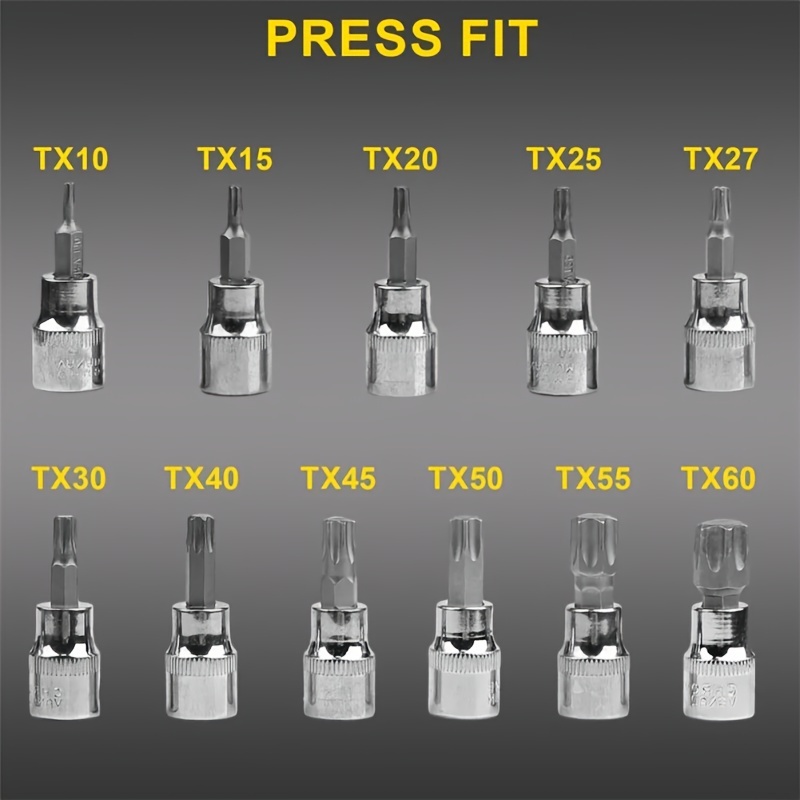 Gearzaar 34-Piece Torx Star Bit Socket Set - Male/Female E-Socket, 3/8in Drive, Chrome, Hand Tool Case