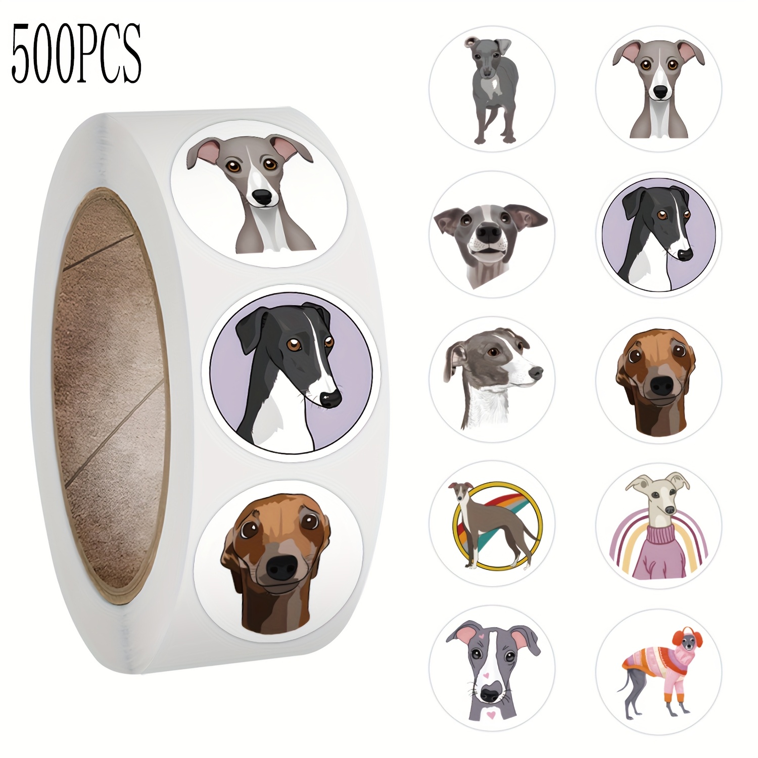 Image of 500pcs Greyhound Stickers Roll Aesthetics Stickers Suitable For Roller Skating And Cycling Cycling Stickers And Decals Scrapbooking, Diary, Bumper, Skateboard, Water Bottle, Hard Hat, Car Stickers