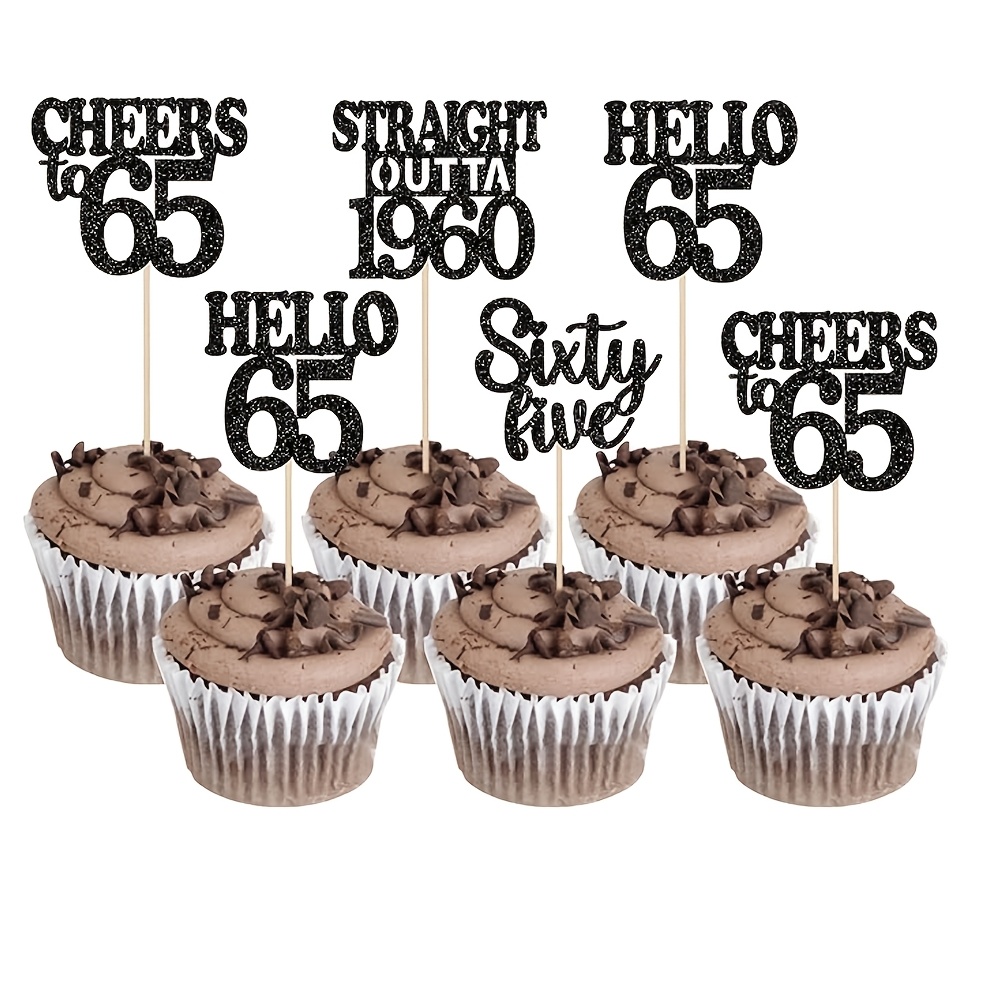 

24 Black 1960 Cupcake Toppers