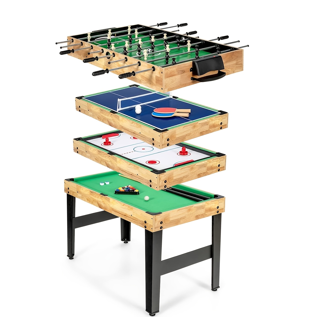 4in 1 Game Table, Combo Game Table For Pool Table, Foosball Table, Table Tennis Table, Hockey With All Accessory(4ft, 1.2m)