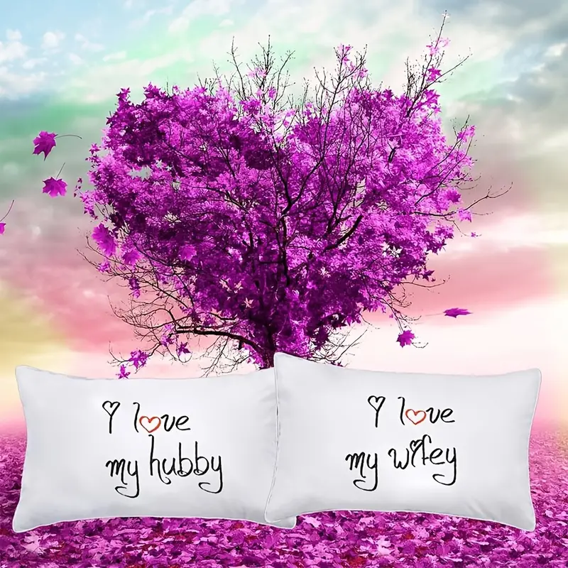 2 pack contemporary polyester pillowcases i love my wifey i love couples pillow covers machine washable zipper closure romantic anniversary valentines day gift single sided no insert room types Product details 3