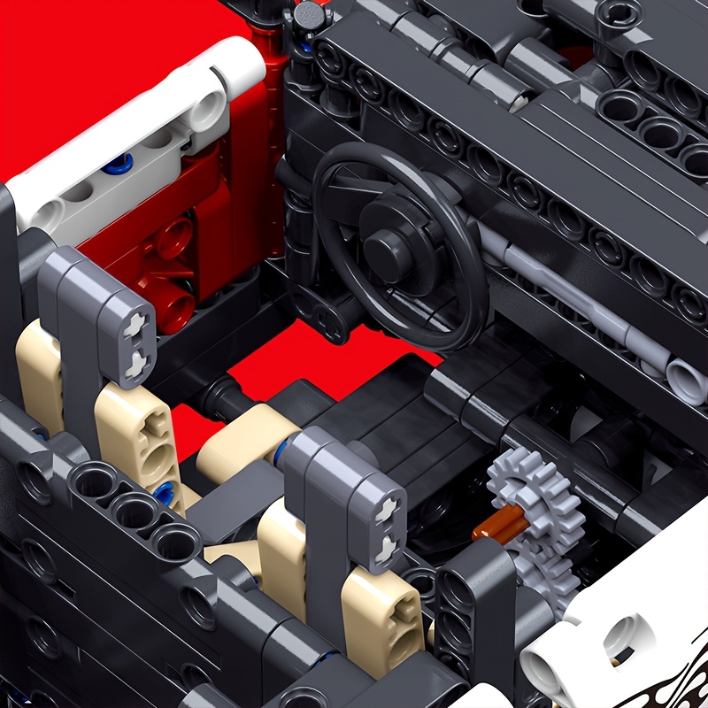 1428pcs Off-Road Supercar Model Building Block Set - Red & Blue with Black Accents, ABS Plastic, Stackable Interlocking Bricks, Speed & Durability Features, Ideal for Birthday & Christmas Gifts