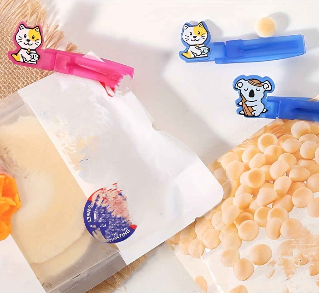 6 pack cute animal pattern plastic food bag clips kitchen seal clamps for bags tea milk snack sealing tool   accessories Product details 11