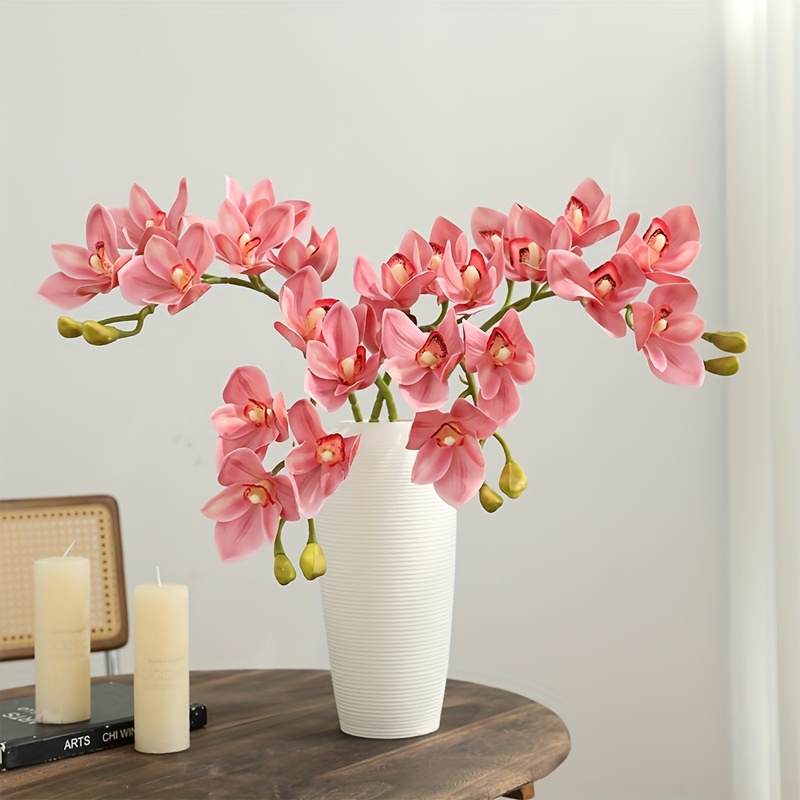 item picture 4 artificial six headed   orchid stems phalaenopsis simulation flower   flower with 6 flower heads real touch phalaenopsis flower   flower branches 26 inches high suitable for   kitchen flower arrangement